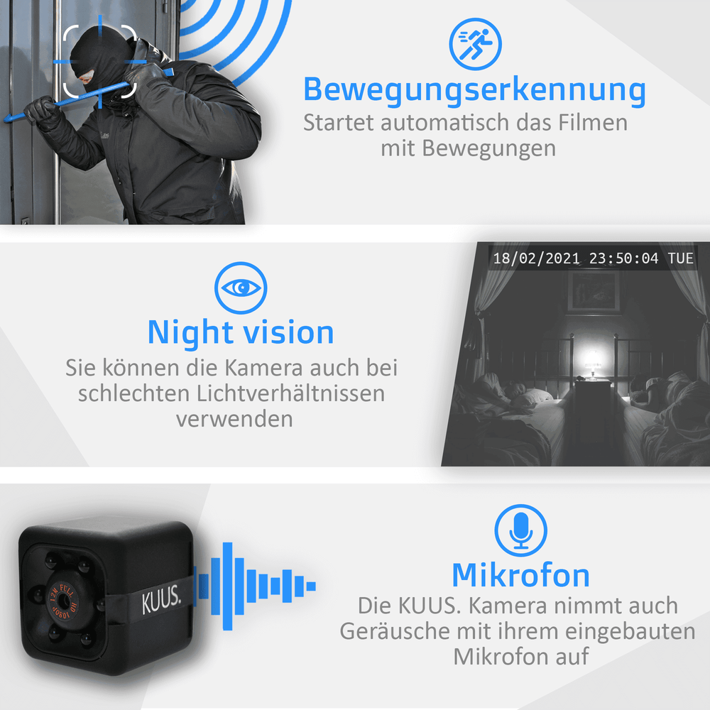 Mini-Kamera, versteckte Überwachungskamera ohne WLAN, Ansicht 2