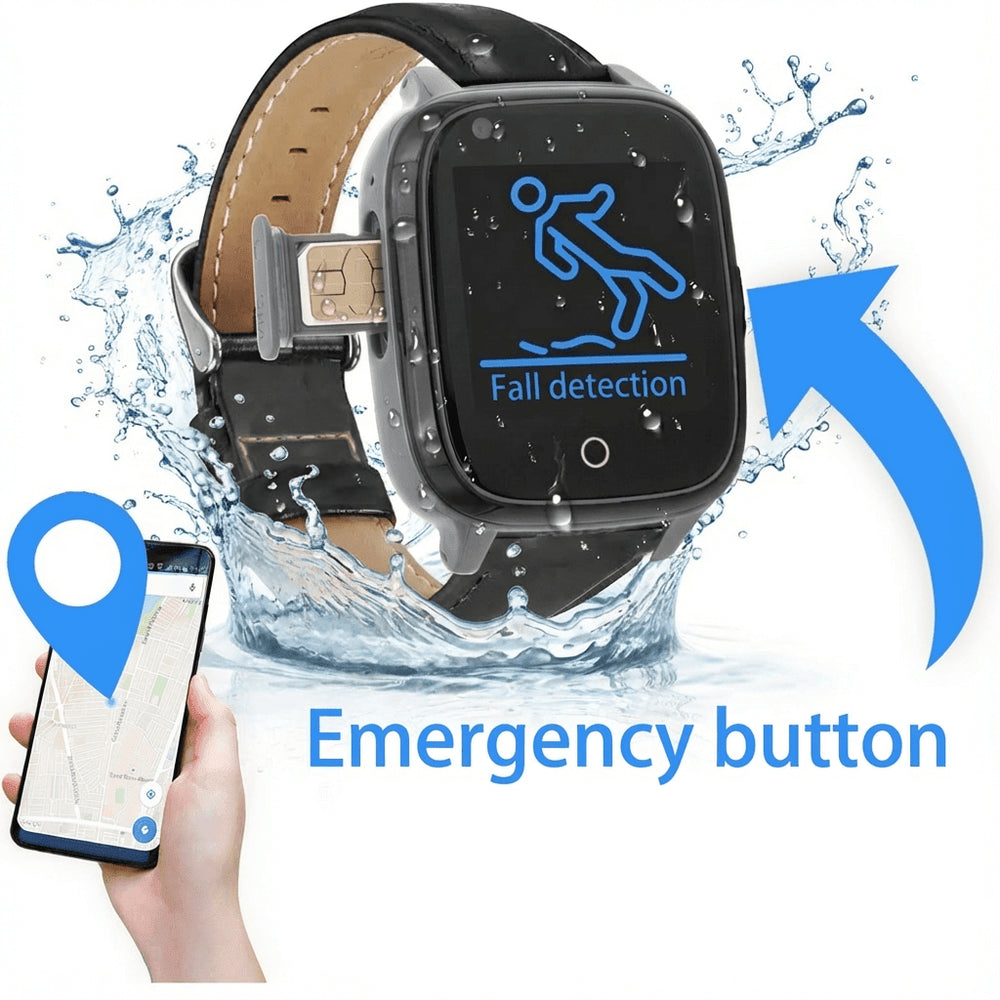 Personal alarm watch without a subscription, with fall detection and emergency button for the elderly