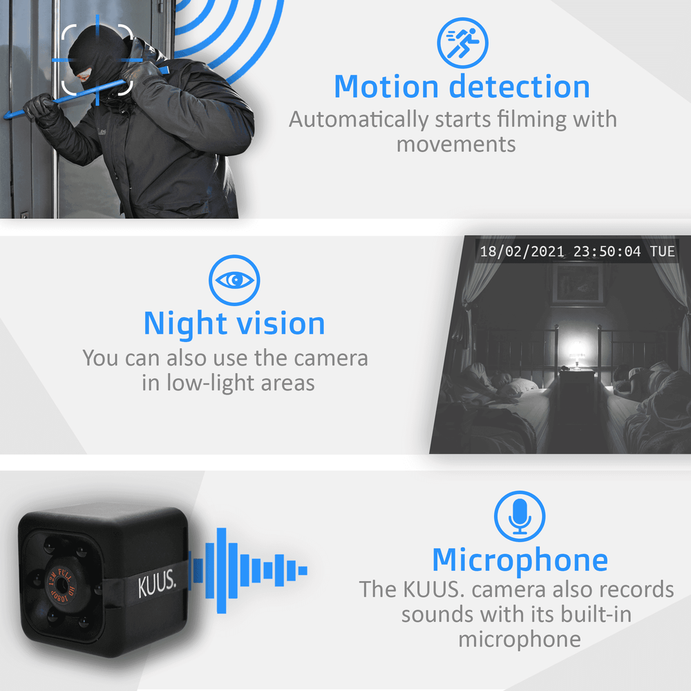Small hidden spy camera with audio recording, view 2