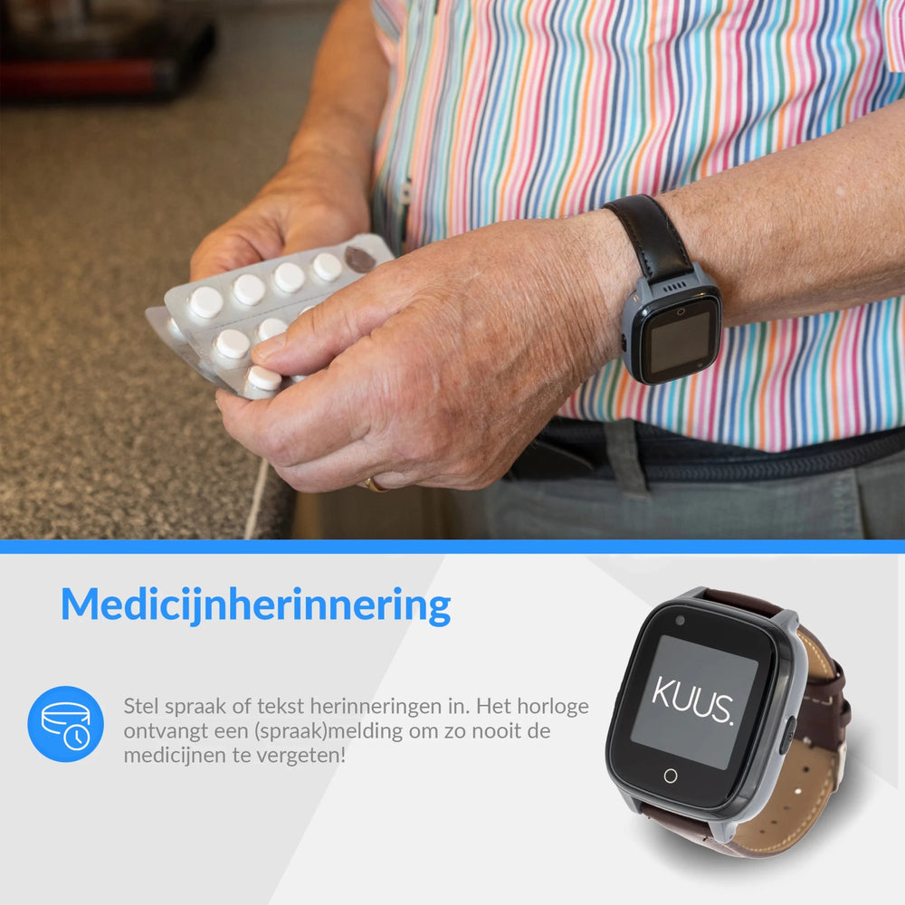 Senior draagt het KUUS S2 alarmhorloge
