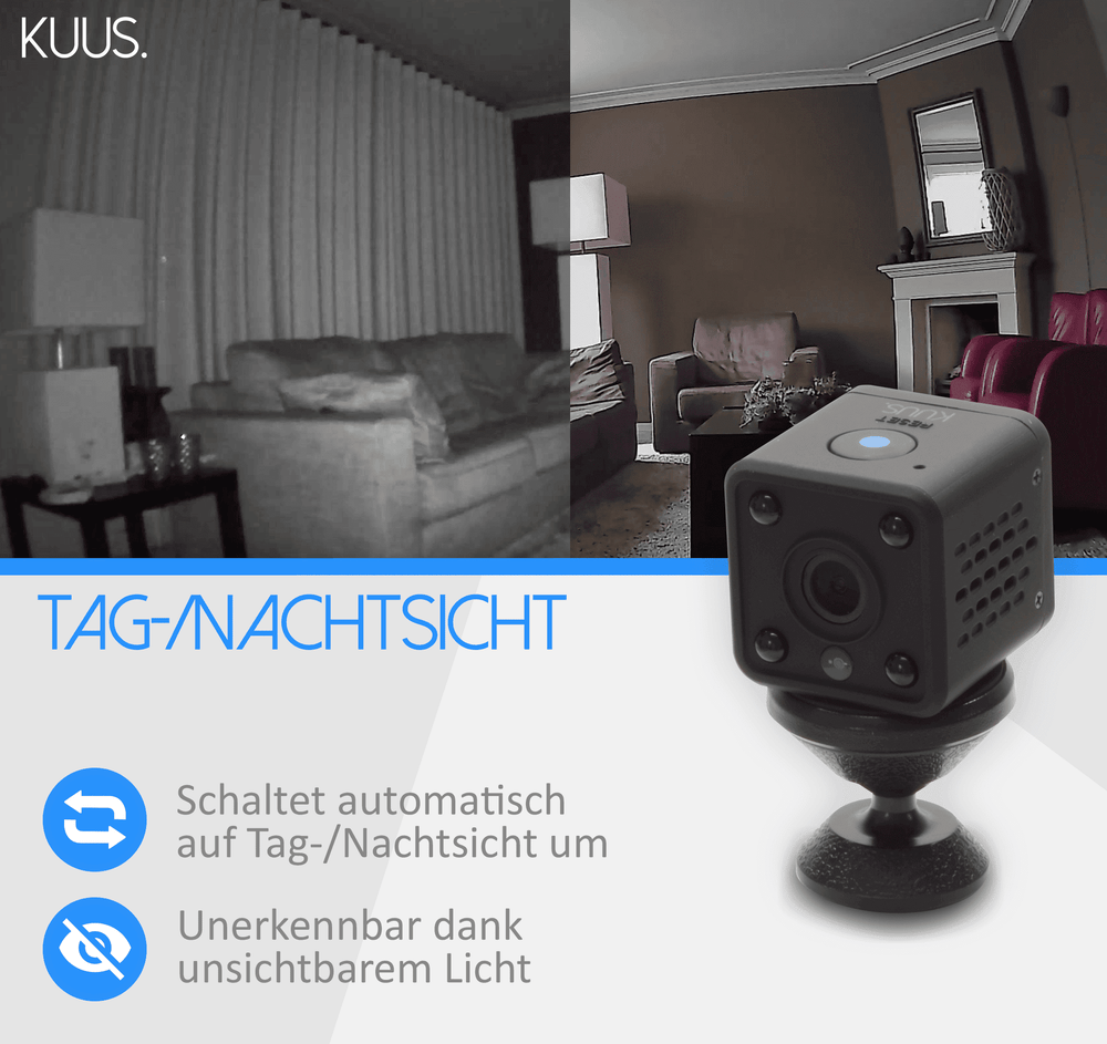 Mini-Kamera mit Bewegungsmelder, Live-Übertragung aufs Handy per WLAN, Ansicht 3