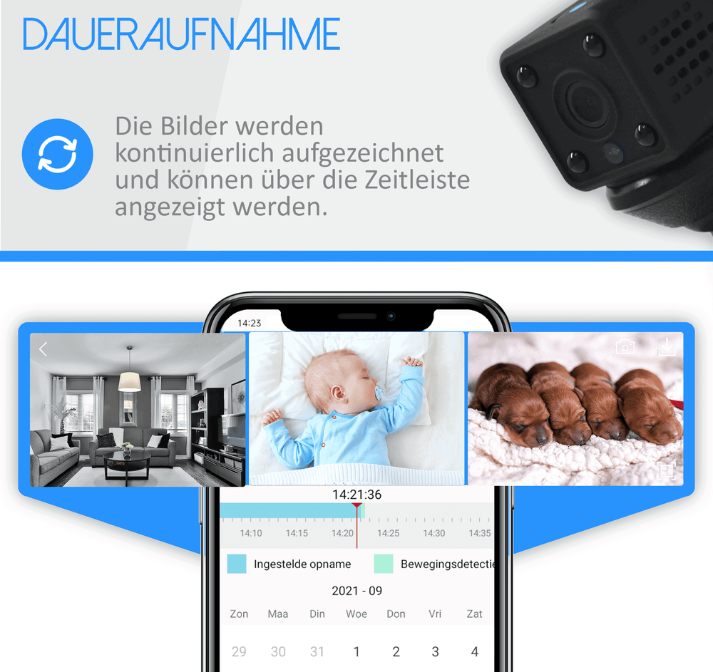Mini-Kamera mit Bewegungsmelder, Live-Übertragung aufs Handy per WLAN, Ansicht 5