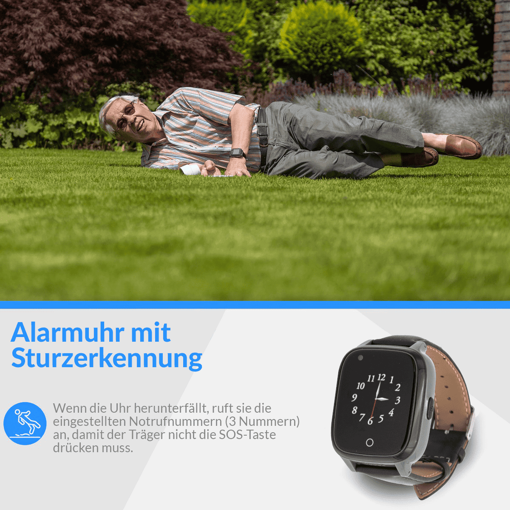 Notrufuhr für Senioren mit Sturzerkennung, Nahaufnahme