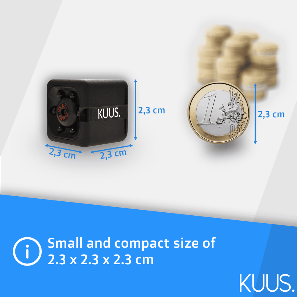 Small hidden spy camera with audio recording, view 1
